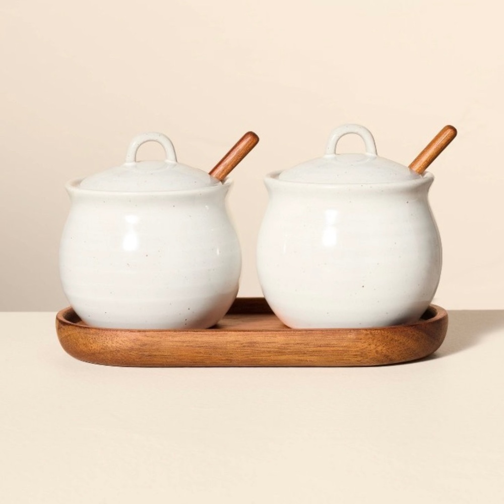 Hearth & Hand Magnolia 5pc Flared Brim Stoneware Salt & Pepper Cellar Set